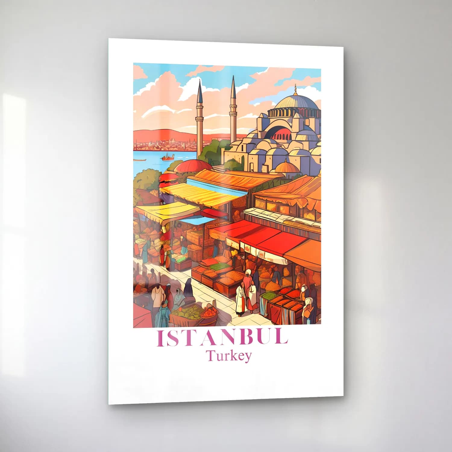 Vintage Poster İstanbul cam tablo — sol açıdan görünüm