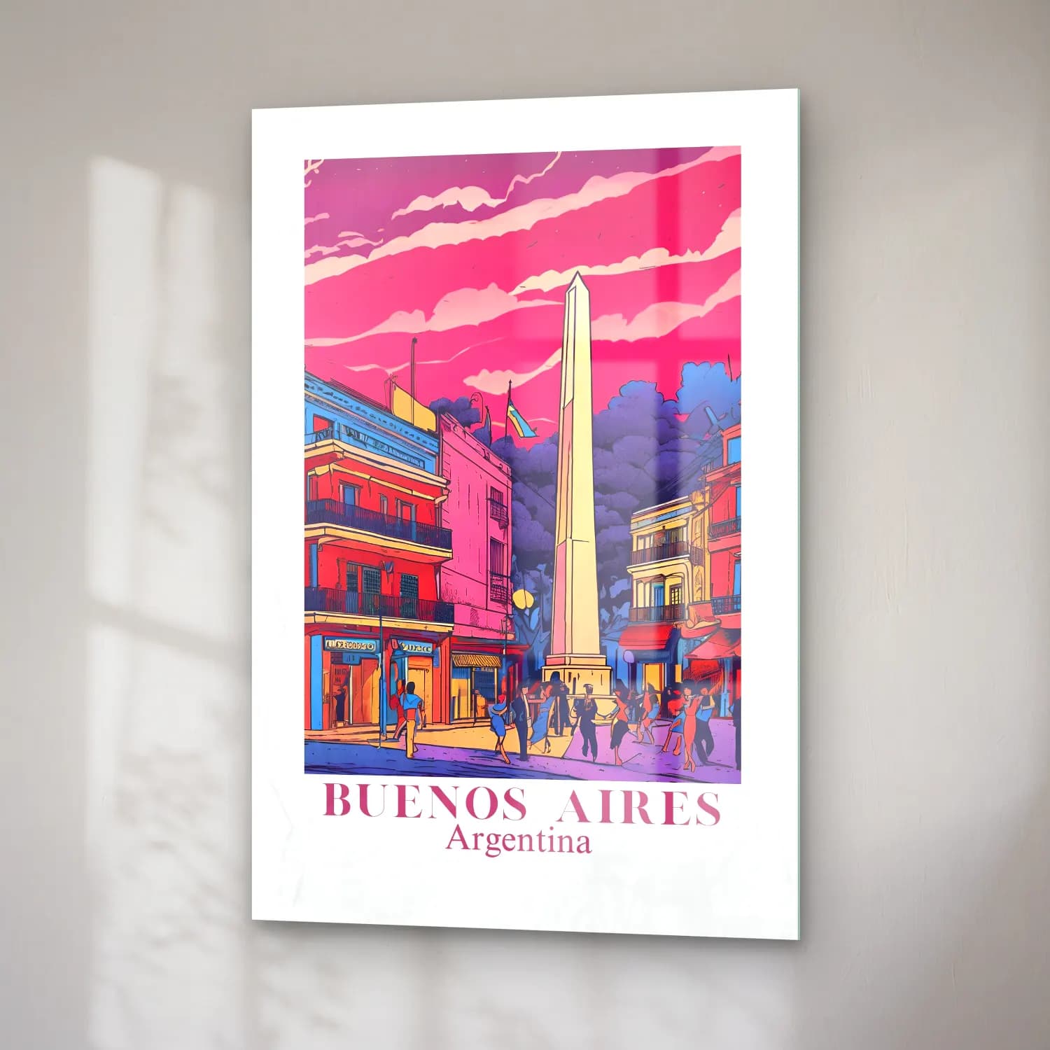 Vintage Poster Roma – Pembe Tonlar cam tablo — sağ açıdan görünüm