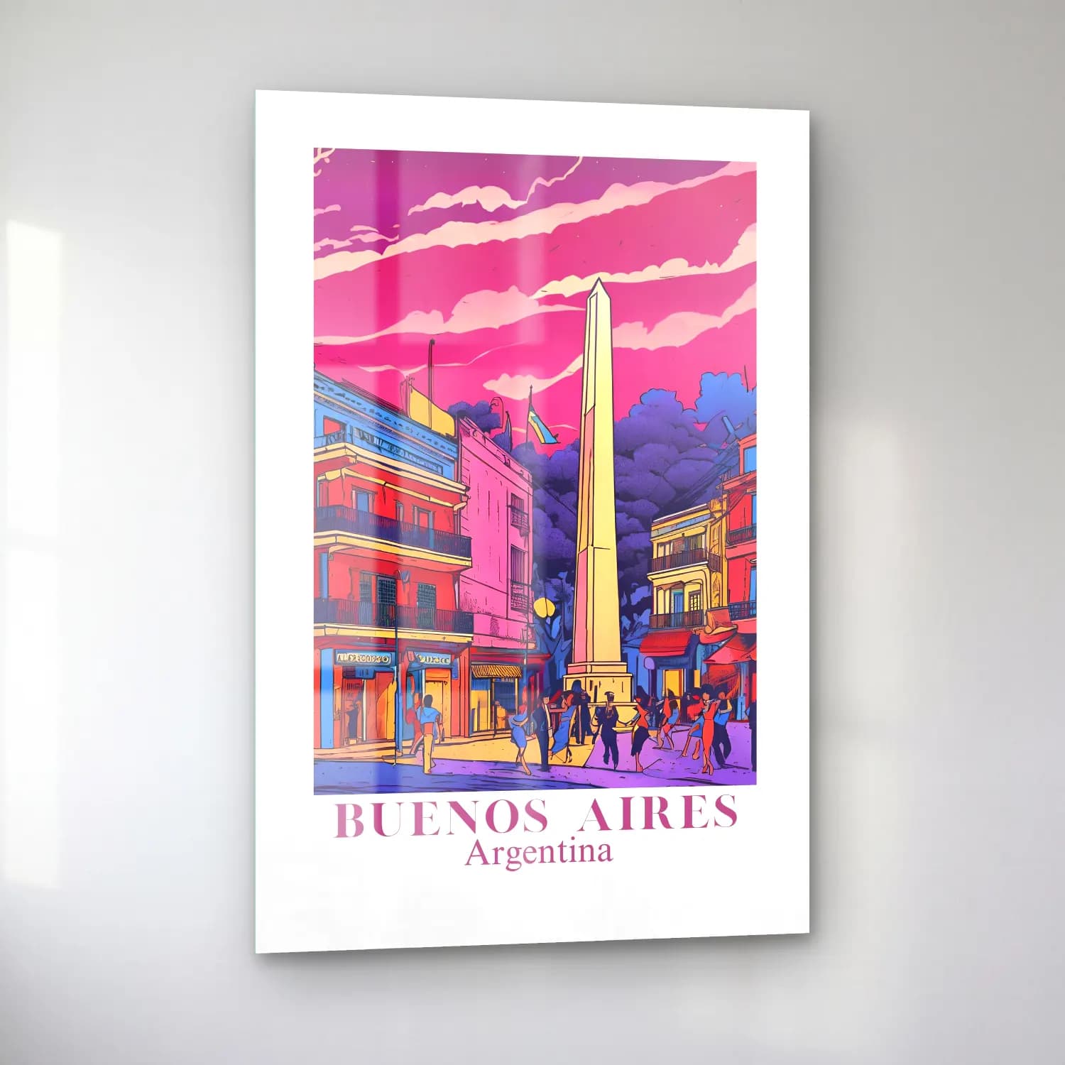 Vintage Poster Roma – Pembe Tonlar cam tablo — sol açıdan görünüm