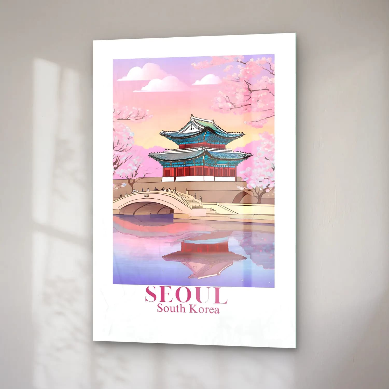 Pastel Japon Şehri No. 5 cam tablo — sağ açıdan görünüm