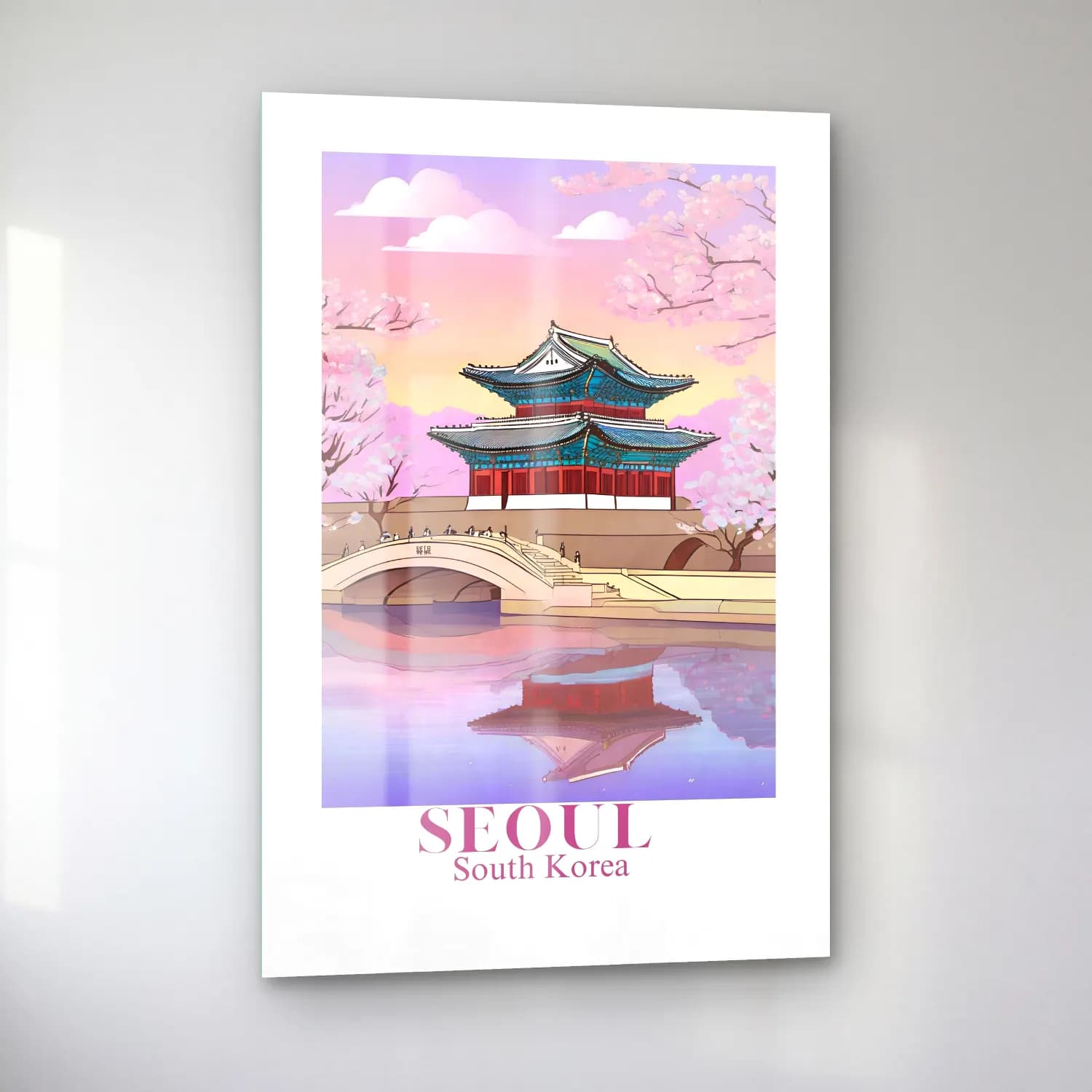 Pastel Japon Şehri No. 5 cam tablo — sol açıdan görünüm