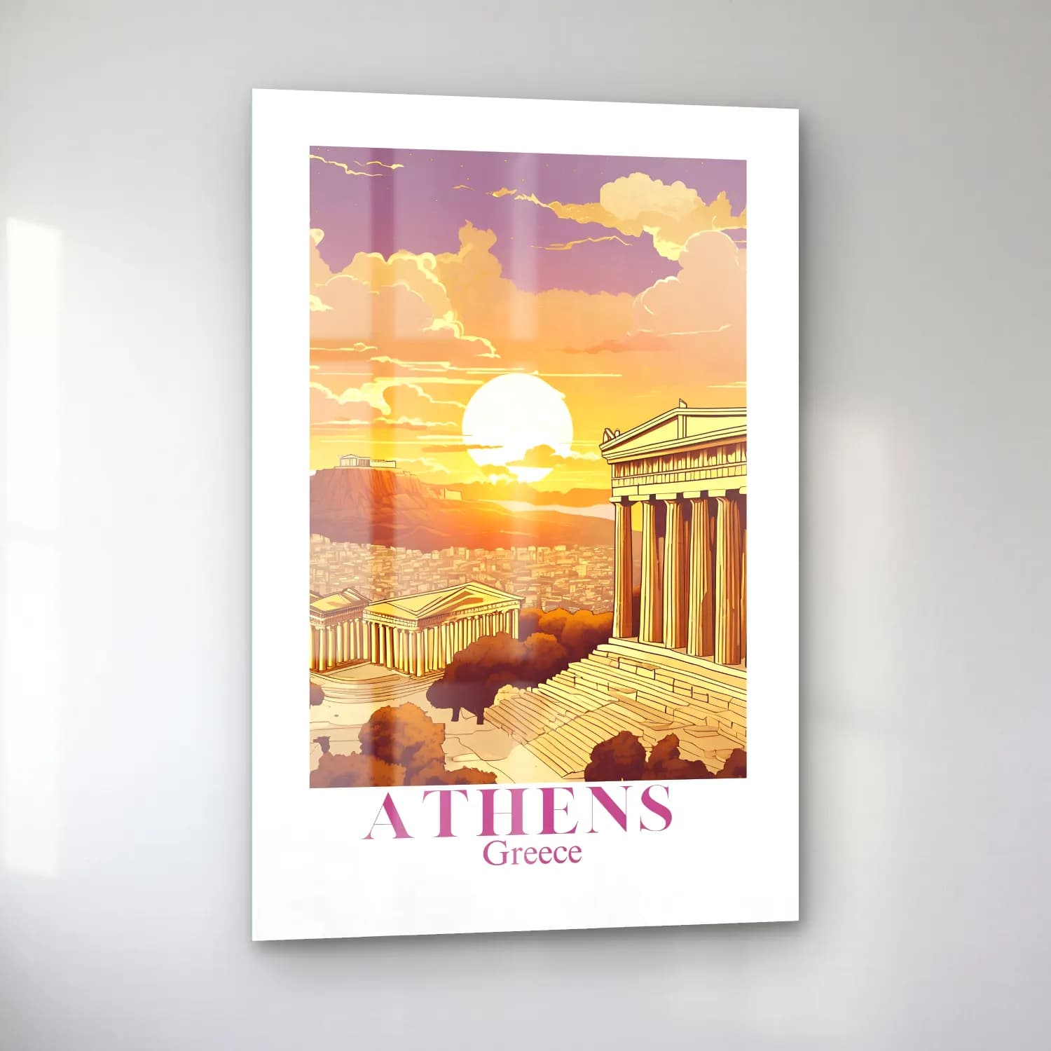 Vintage Poster Antik Kalıntılar cam tablo — sol açıdan görünüm
