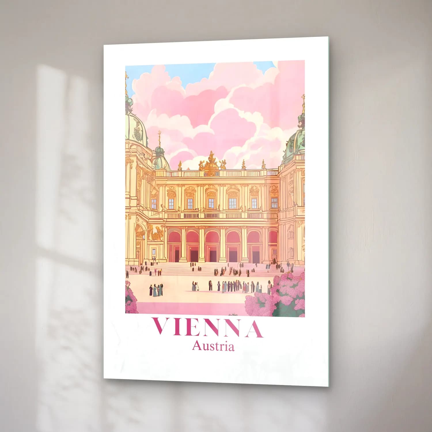 Pastel Katedral – Pembe Tonlar cam tablo — sağ açıdan görünüm