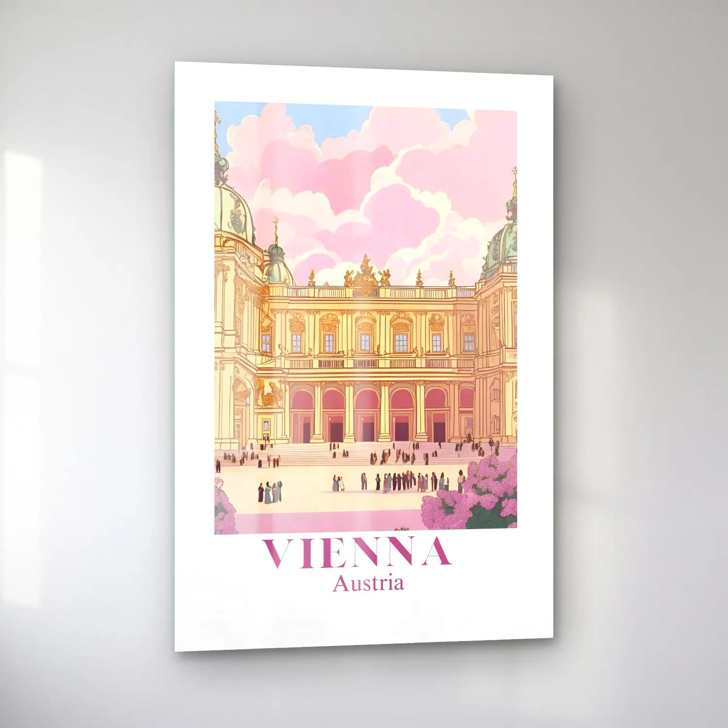 Pastel Katedral – Pembe Tonlar cam tablo — sol açıdan görünüm