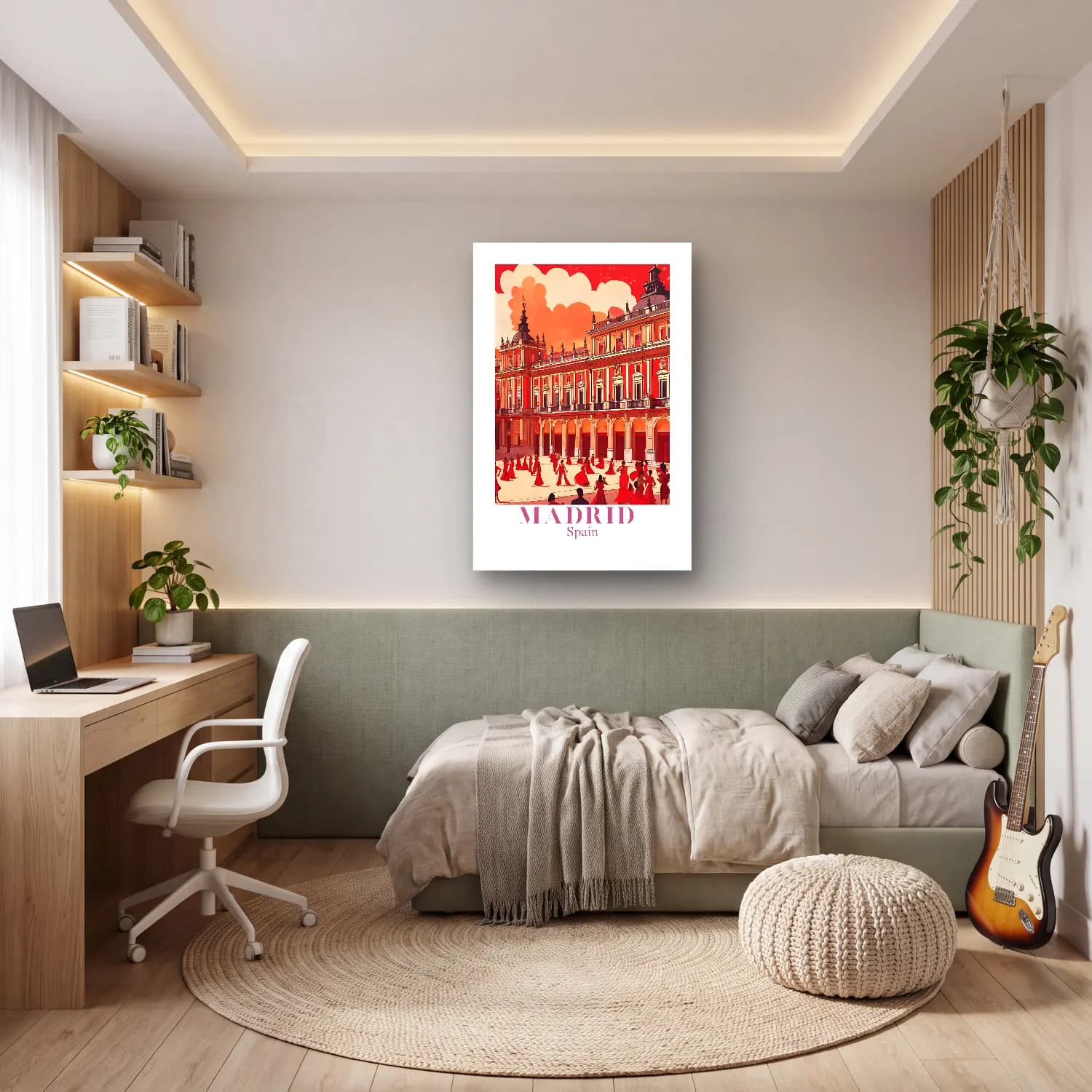 Vintage Poster Elbiseli Kadın No. 9 cam tablo — genç odasında