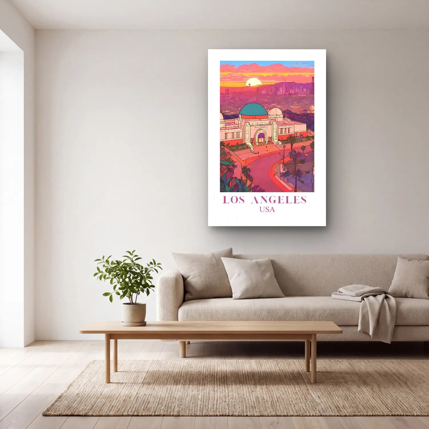 Pastel Katedral No. 4 cam tablo — açık renk salonda