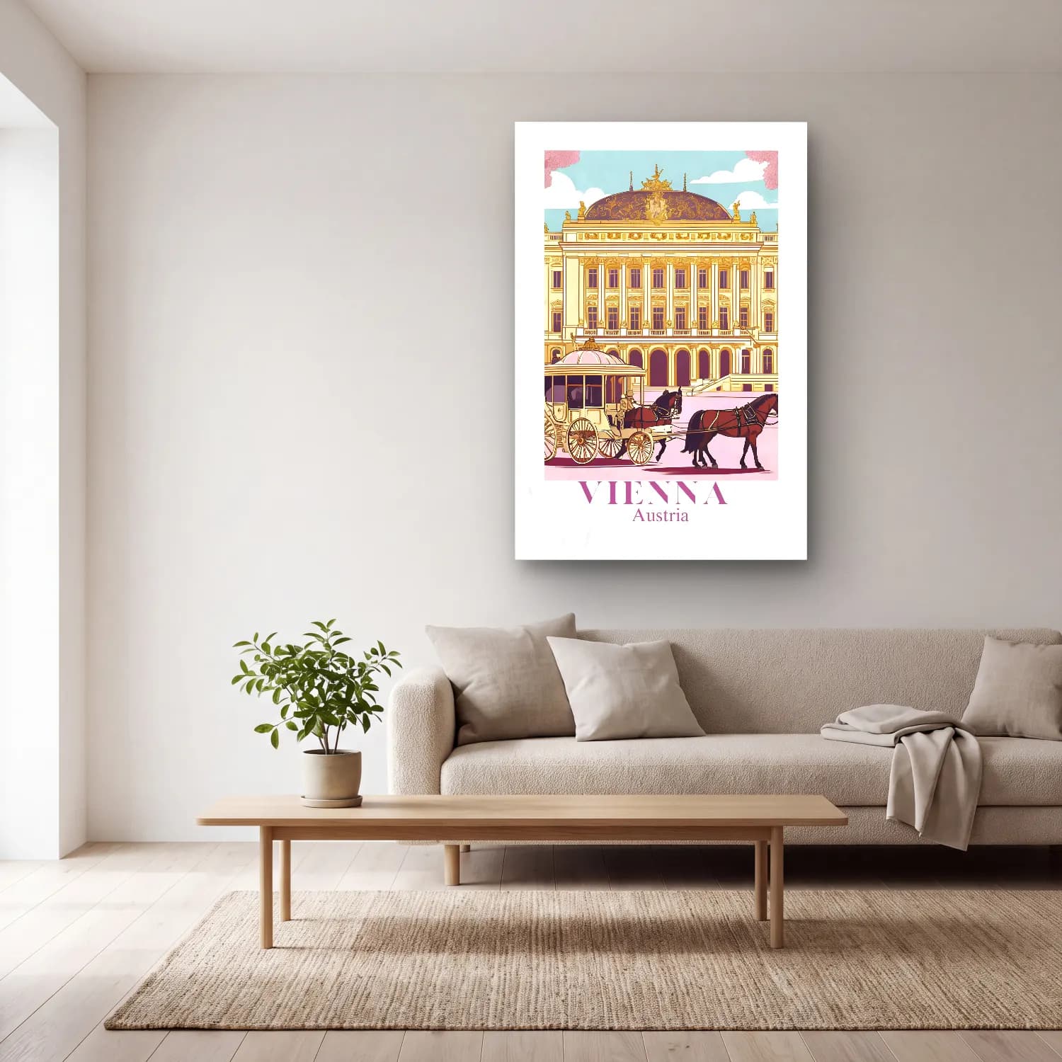 Vintage Poster Roma – Bej Tonlar cam tablo — açık renk salonda