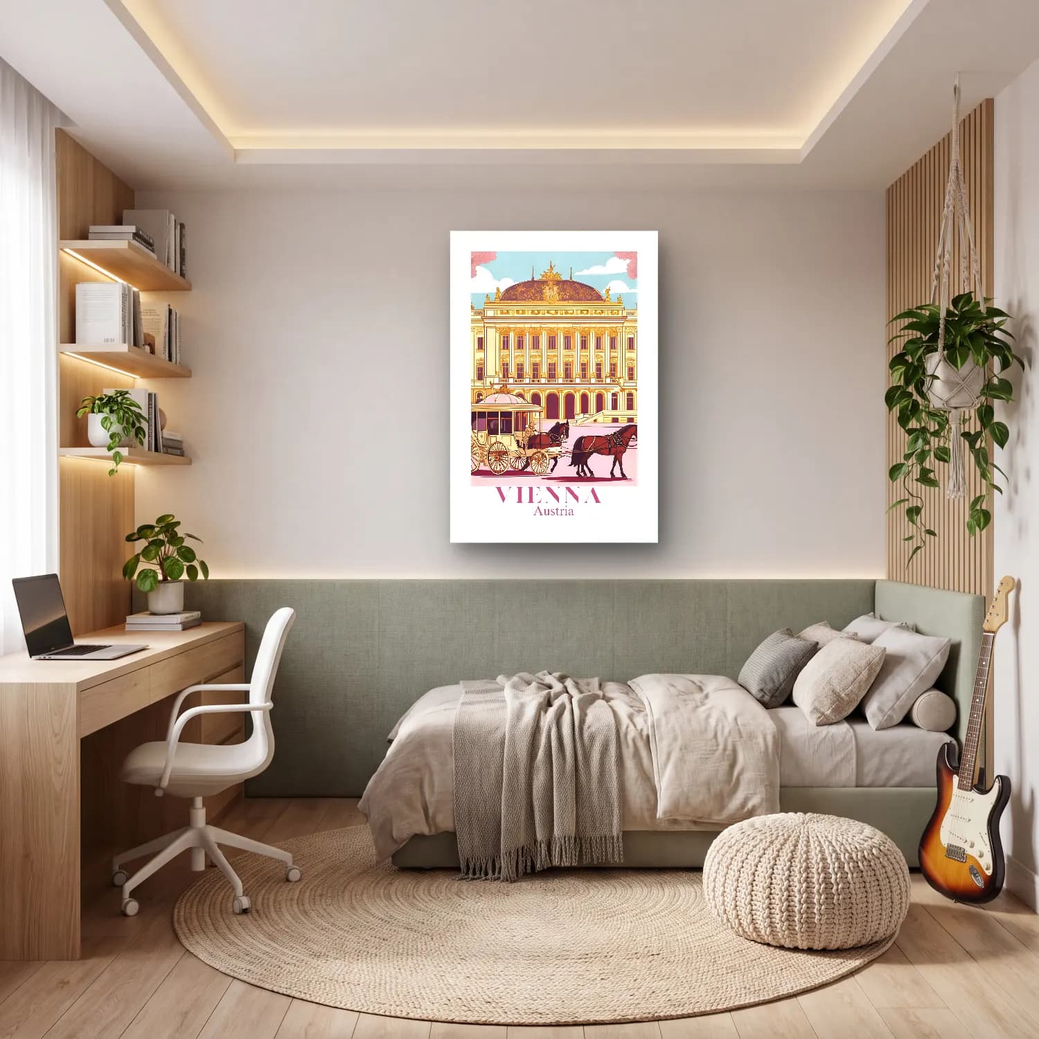 Vintage Poster Roma – Bej Tonlar cam tablo — genç odasında