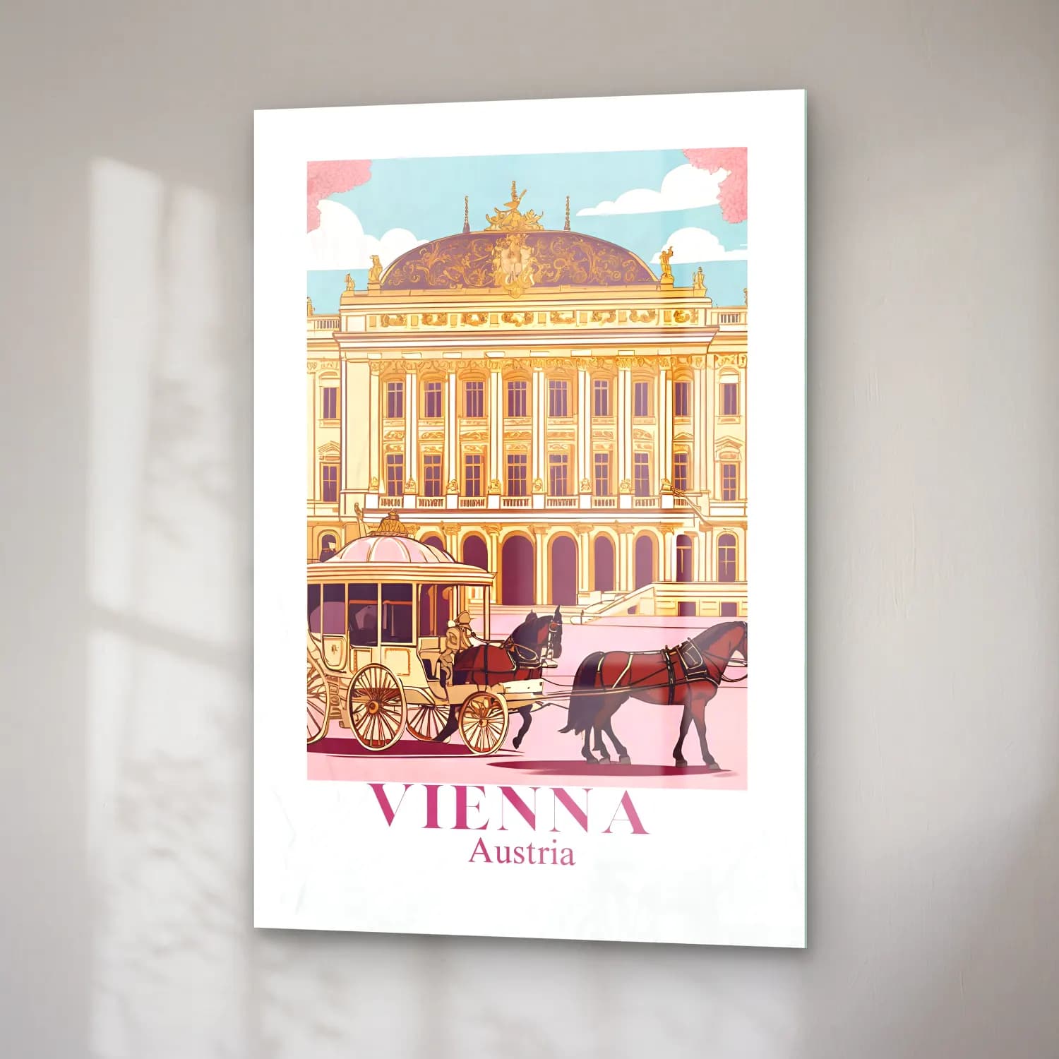 Vintage Poster Roma – Bej Tonlar cam tablo — sağ açıdan görünüm