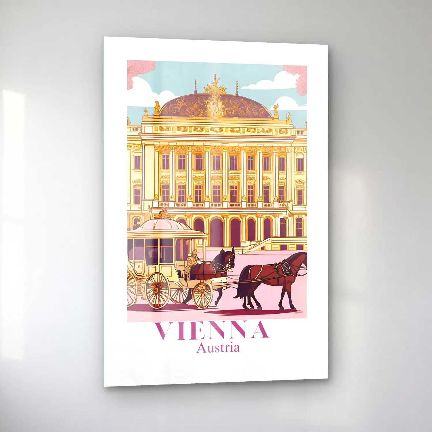Vintage Poster Roma – Bej Tonlar cam tablo — sol açıdan görünüm