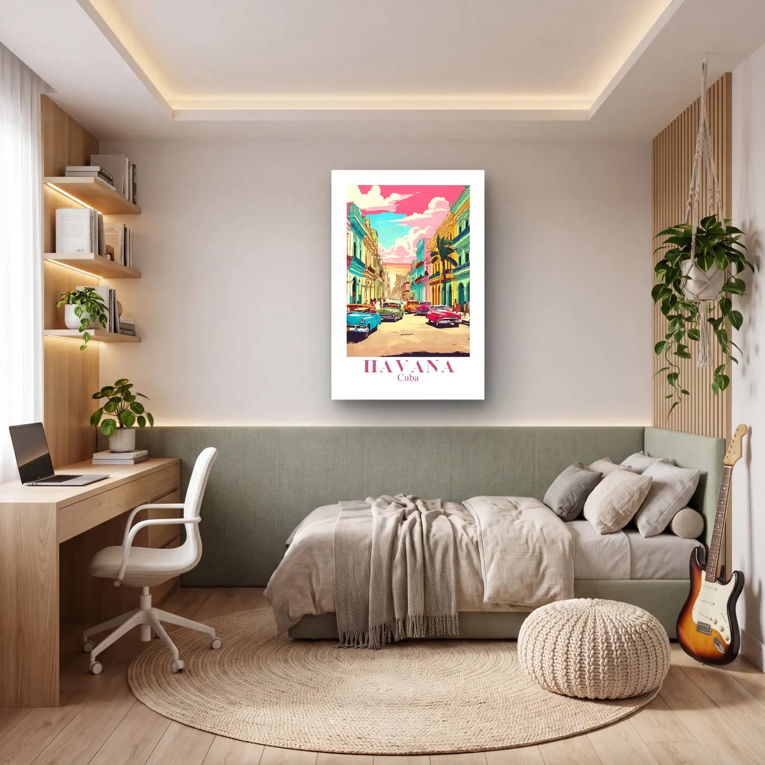 Vintage Poster Klasik Araba cam tablo — genç odasında