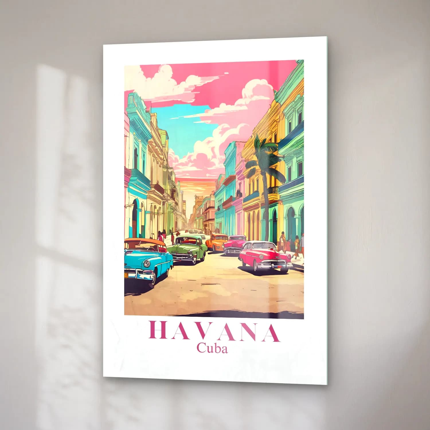 Vintage Poster Klasik Araba cam tablo — sağ açıdan görünüm