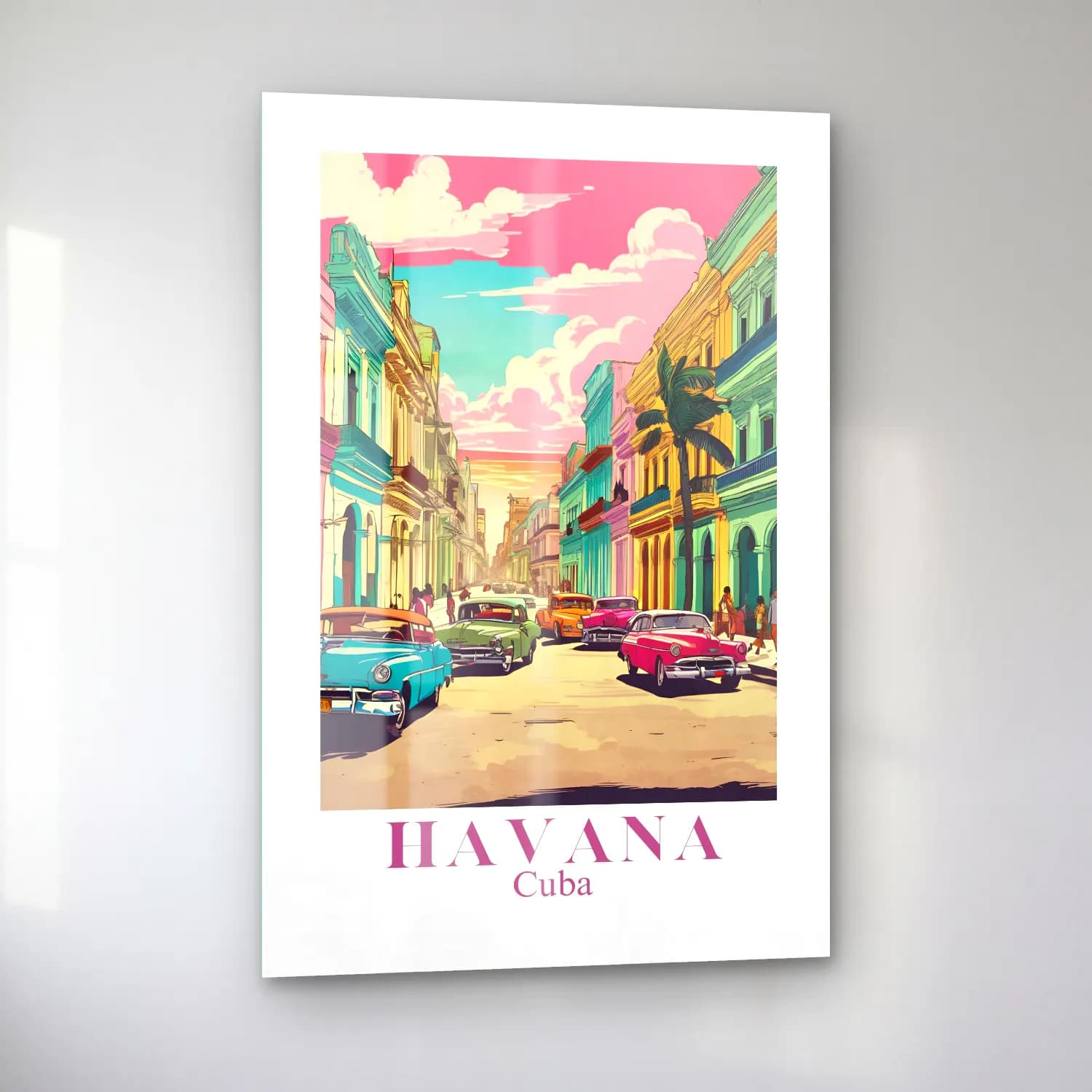 Vintage Poster Klasik Araba cam tablo — sol açıdan görünüm