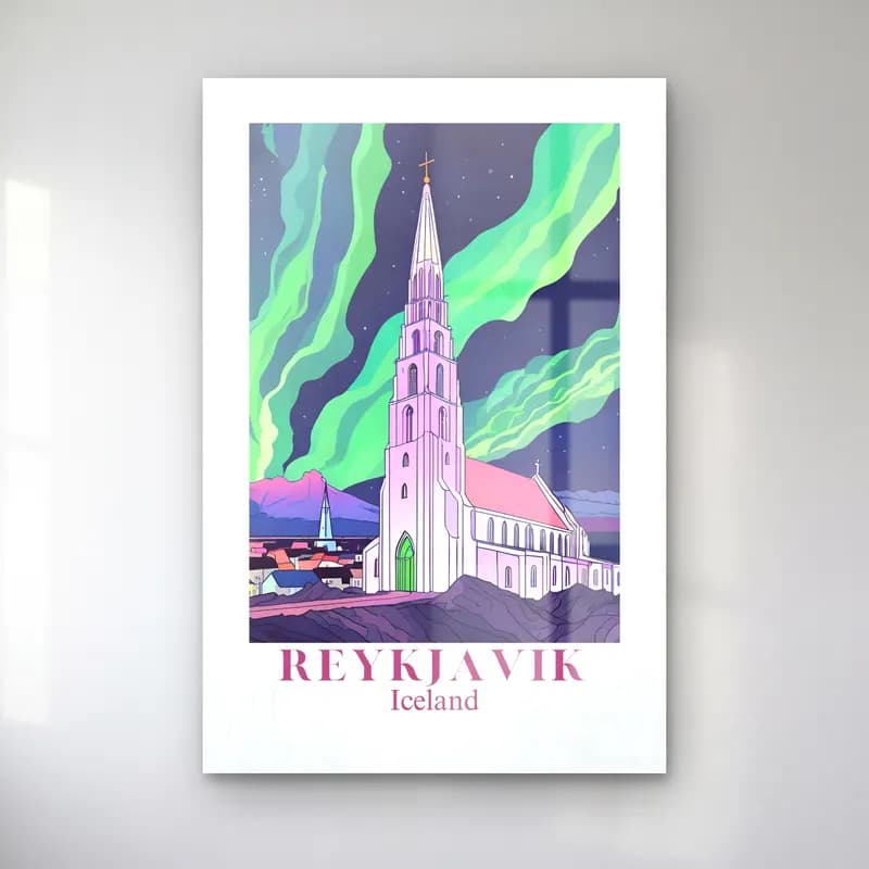 Vintage Poster Katedral – Yeşil Tonlar cam tablo — Vintage Poster Katedral – Yeşil Tonlar — vintage poster katedral