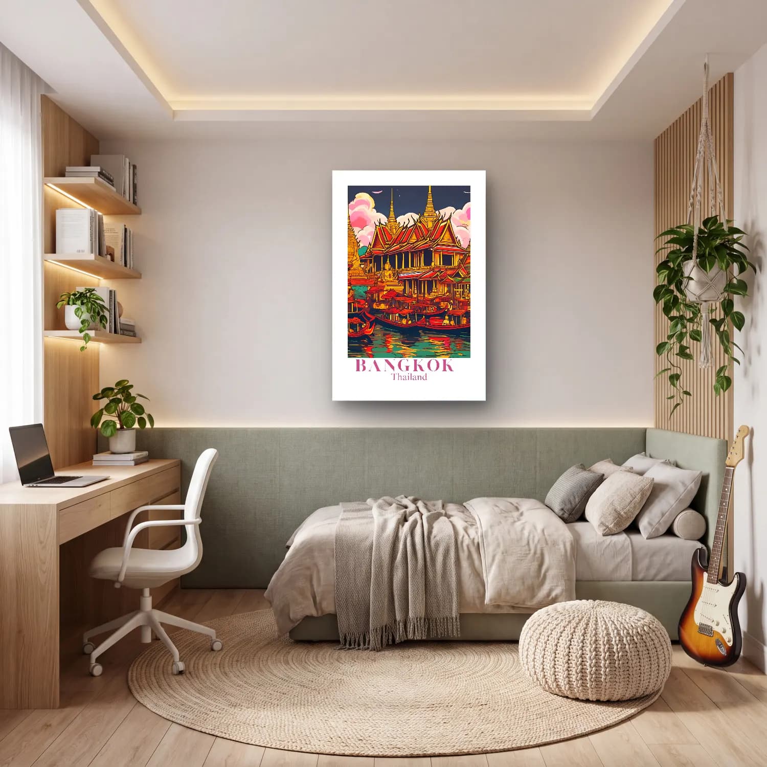 Vintage Poster Liman ve Tekneler No. 5 cam tablo — genç odasında