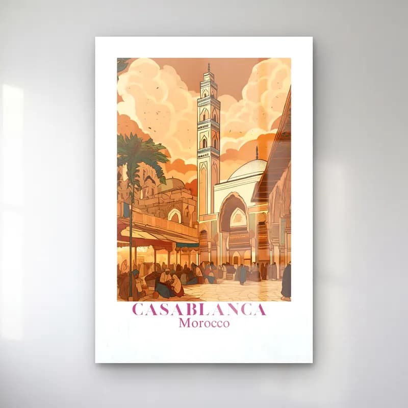 Vintage Poster Akdeniz Sahil Kasabası No. 4 cam tablo — Vintage Poster Akdeniz Sahil Kasabası No. 4 — vintage poster akdeniz sahil kasabası