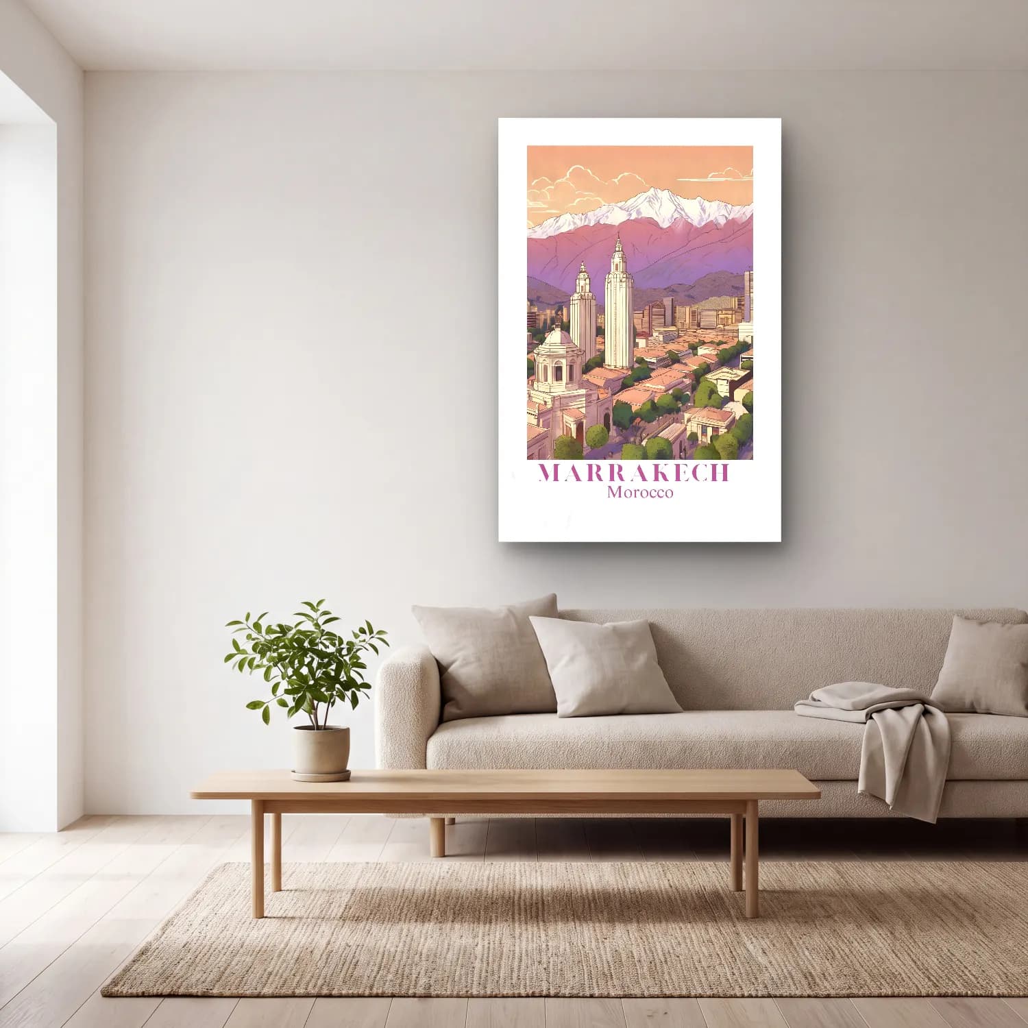 Pastel Katedral No. 5 cam tablo — açık renk salonda