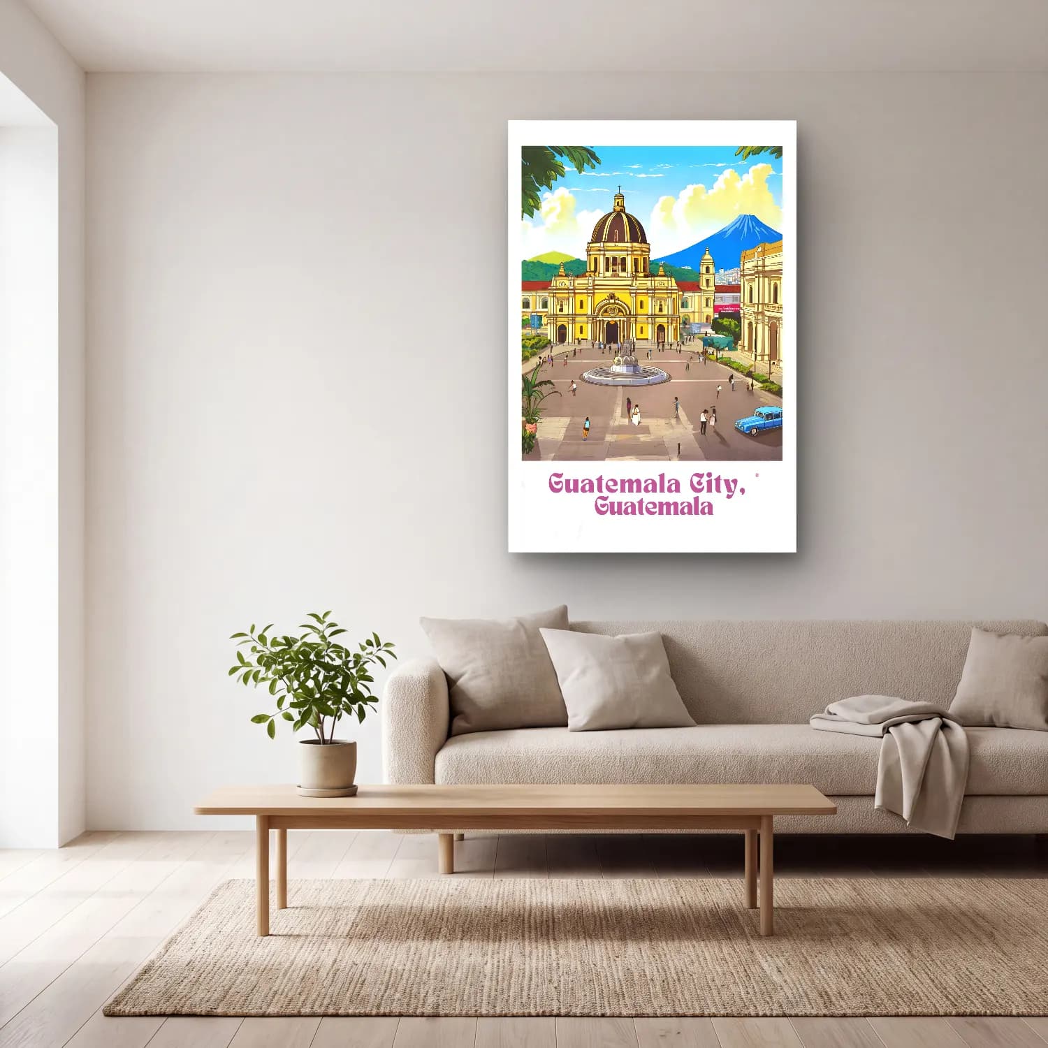 Vintage Poster Katedral No. 10 cam tablo — açık renk salonda