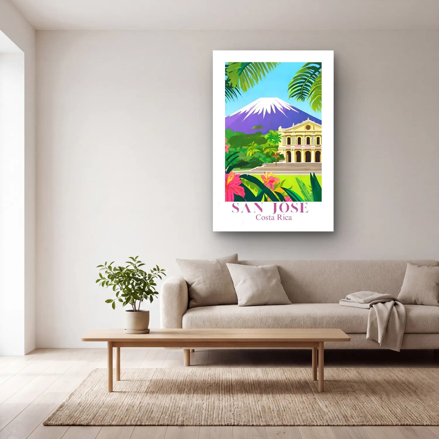 Pastel Katedral – Yeşil Tonlar cam tablo — açık renk salonda