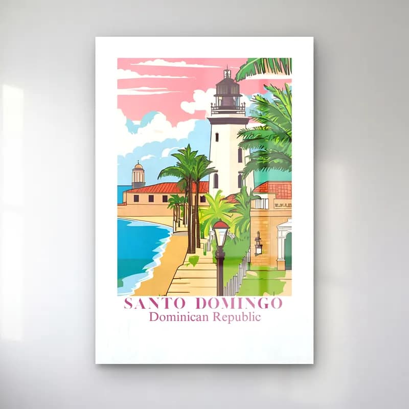 Vintage Poster Akdeniz Sahil Kasabası – Pembe Tonlar cam tablo — Vintage Poster Akdeniz Sahil Kasabası – Pembe Tonlar — vintage poster akdeniz sahil kasabası