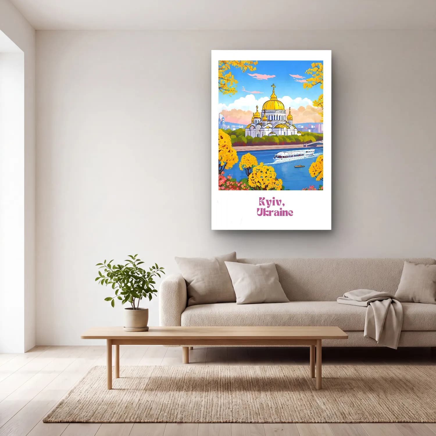 Vintage Poster Katedral No. 12 cam tablo — açık renk salonda