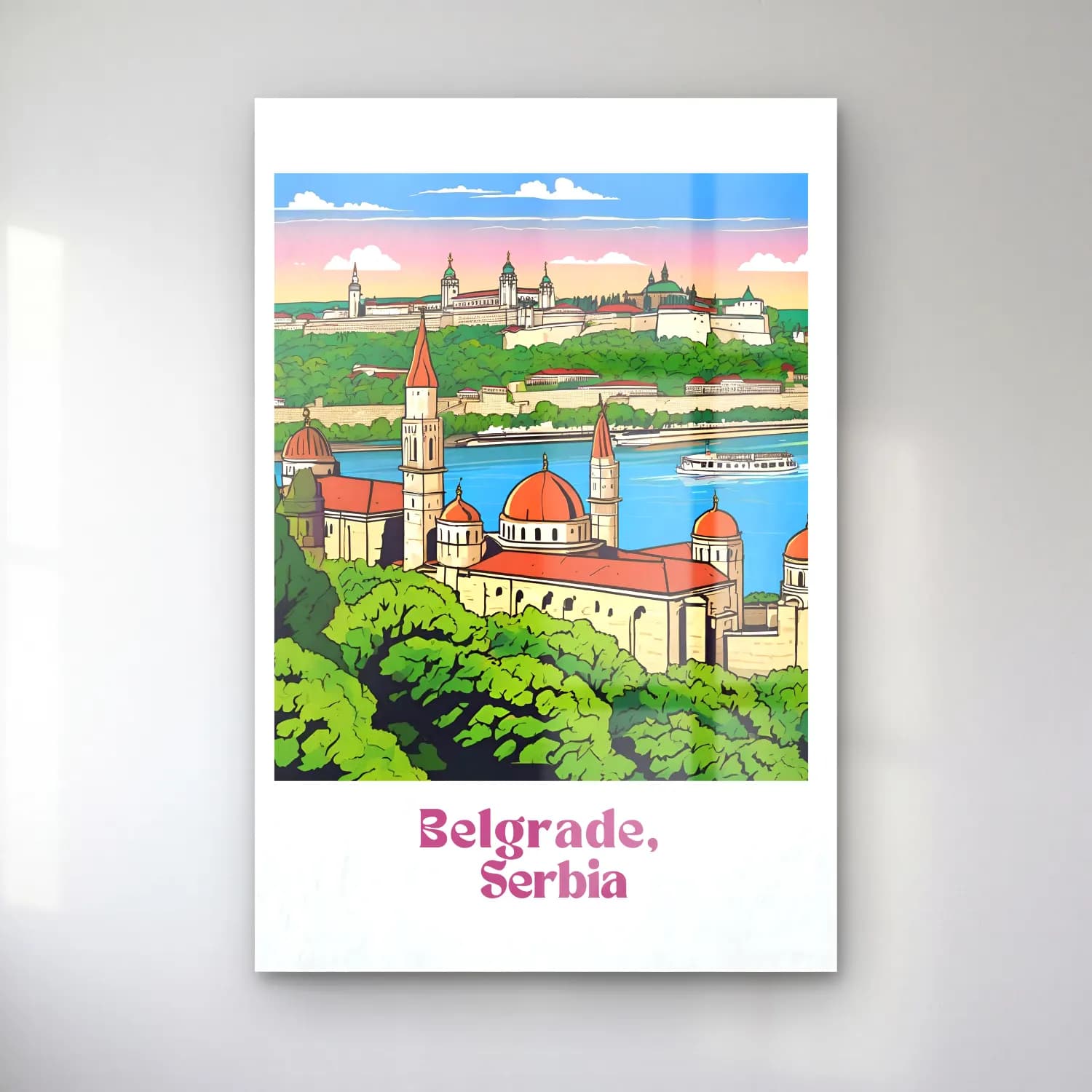 Vintage Poster Şato – Pembe Tonlar cam tablo — Vintage Poster Şato – Pembe Tonlar — vintage poster şato