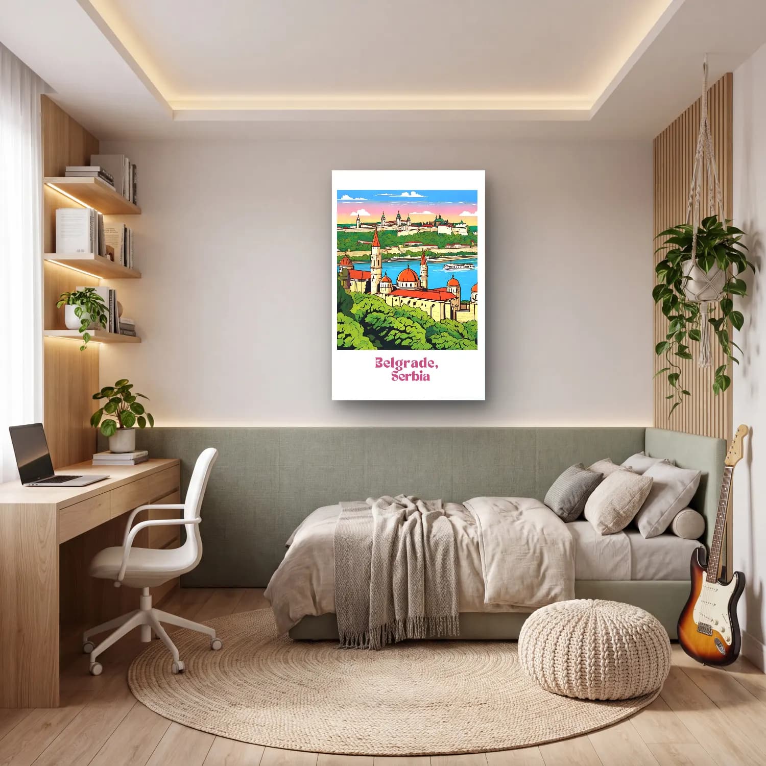 Vintage Poster Şato – Pembe Tonlar cam tablo — genç odasında