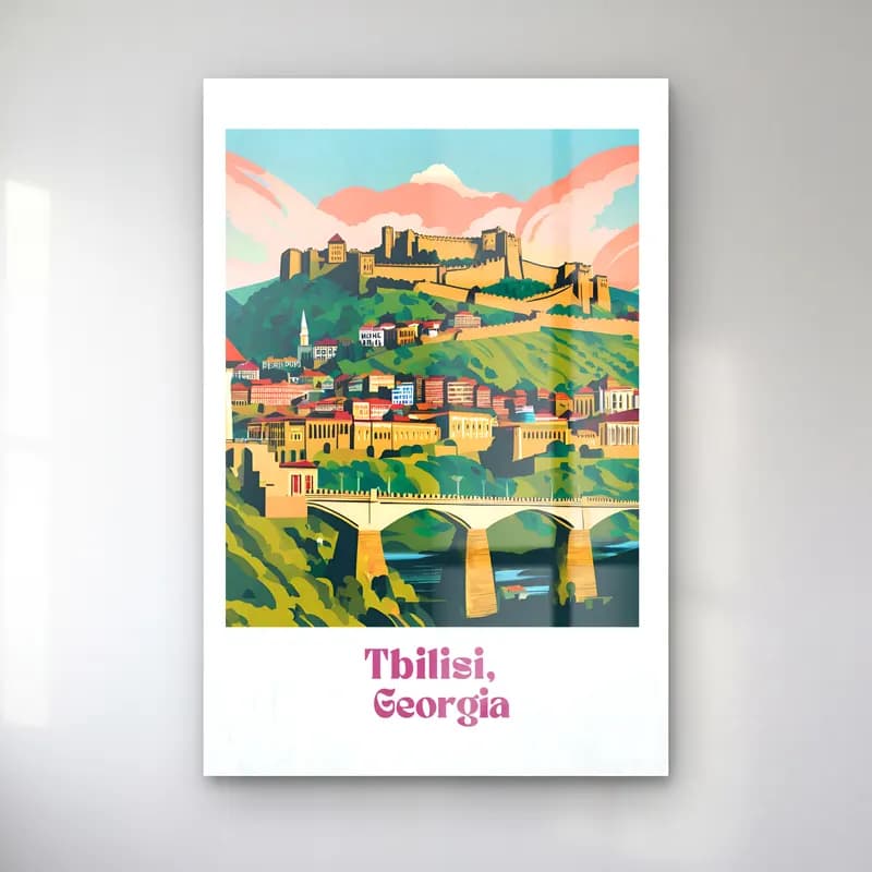 Vintage Poster Akdeniz Sahil Kasabası No. 8 cam tablo — Vintage Poster Akdeniz Sahil Kasabası No. 8 — vintage poster akdeniz sahil kasabası