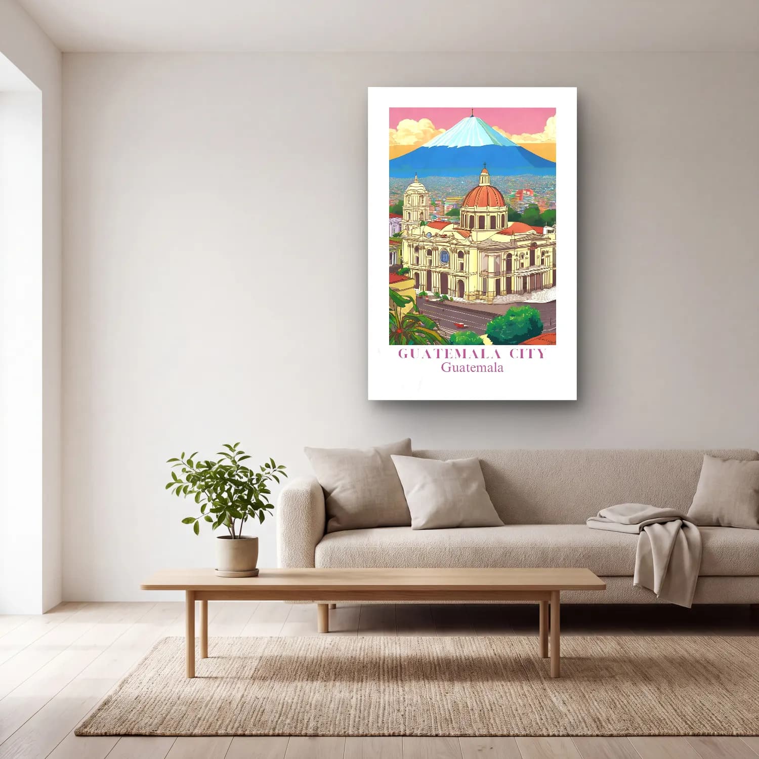 Vintage Poster Katedral No. 13 cam tablo — açık renk salonda