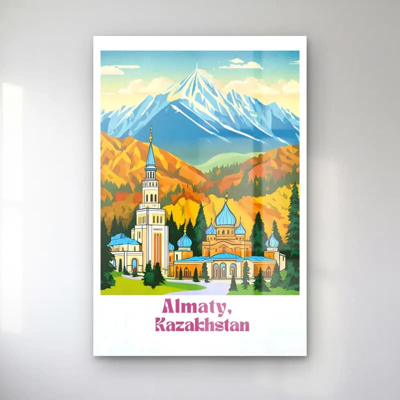 Vintage Poster Katedral – Turkuaz Tonlar cam tablo — Vintage Poster Katedral – Turkuaz Tonlar — vintage poster katedral