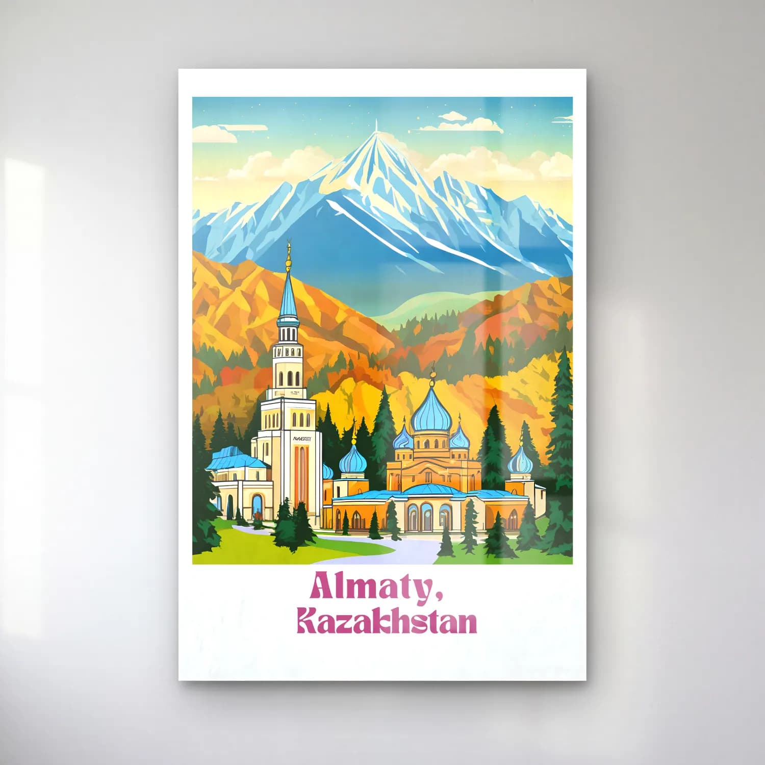 Vintage Poster Katedral – Turkuaz Tonlar cam tablo — Vintage Poster Katedral – Turkuaz Tonlar — vintage poster katedral