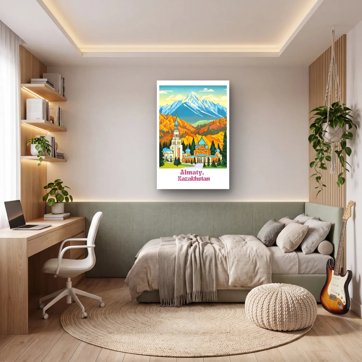 Vintage Poster Katedral – Turkuaz Tonlar cam tablo — genç odasında