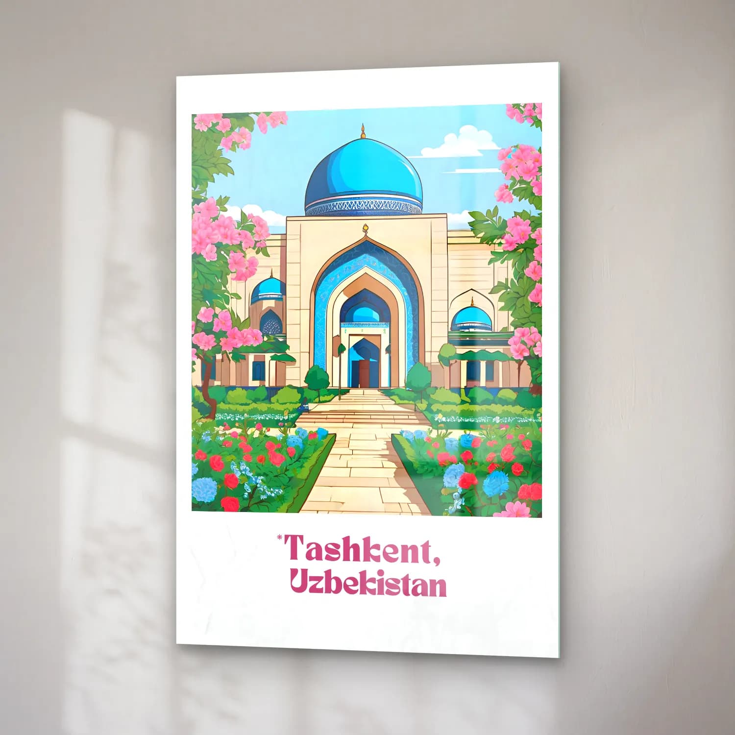 Pastel Çiçek Bahçesi – Turkuaz Tonlar cam tablo — sağ açıdan görünüm