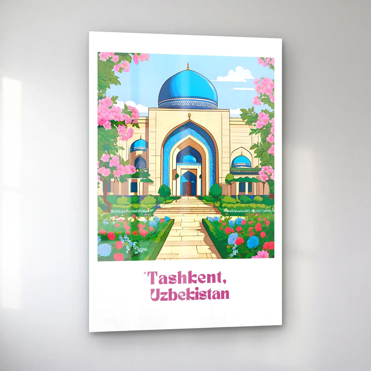 Pastel Çiçek Bahçesi – Turkuaz Tonlar cam tablo — sol açıdan görünüm