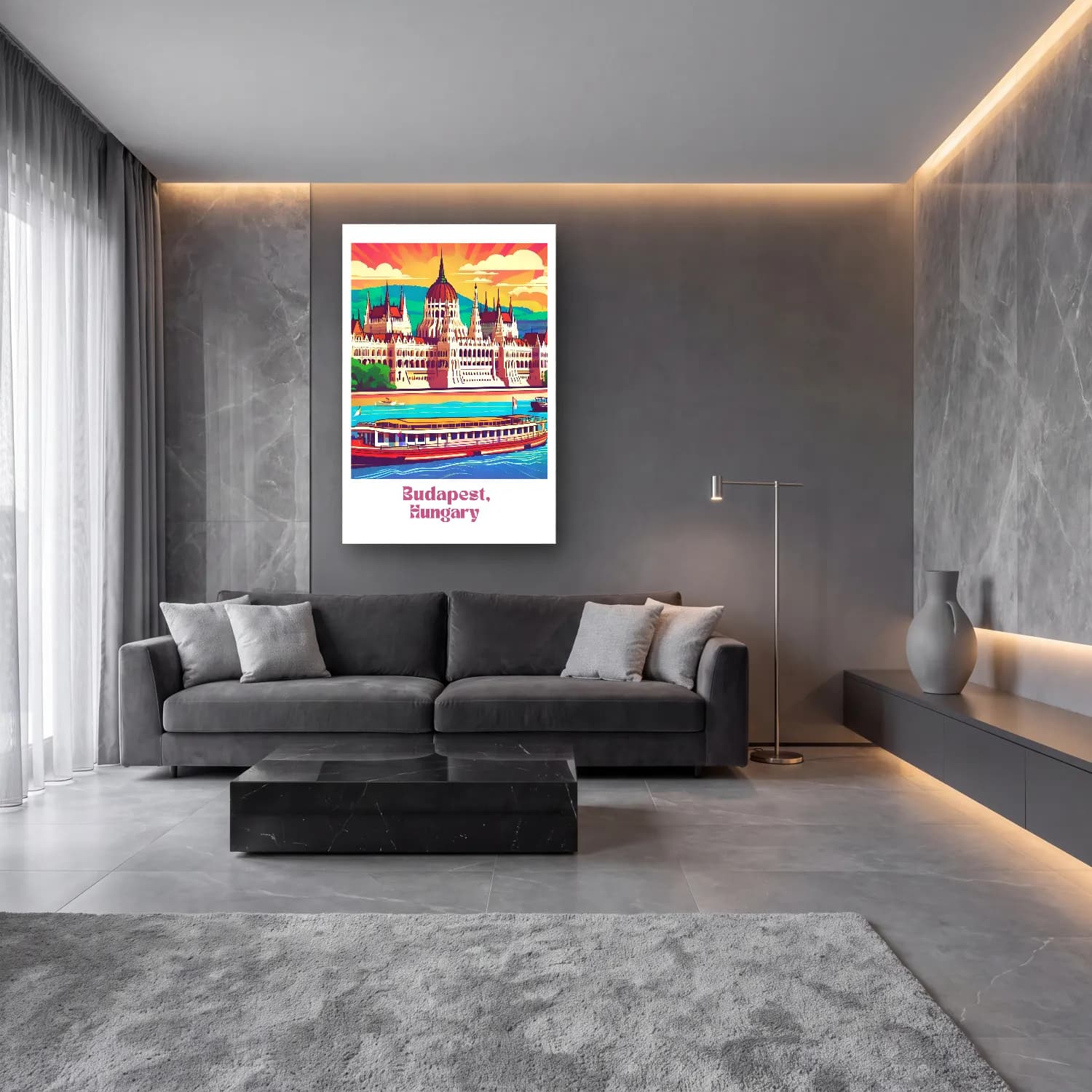 Vintage Poster İstanbul – Mor Tonlar cam tablo — lüks salon duvarında