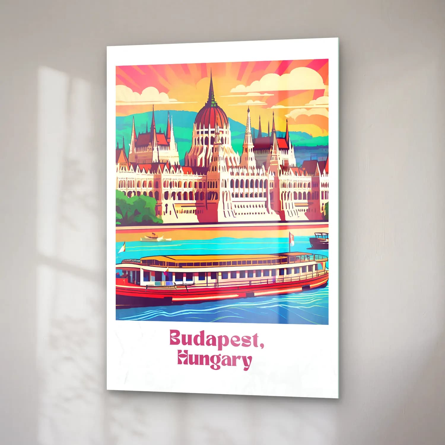 Vintage Poster İstanbul – Mor Tonlar cam tablo — sağ açıdan görünüm
