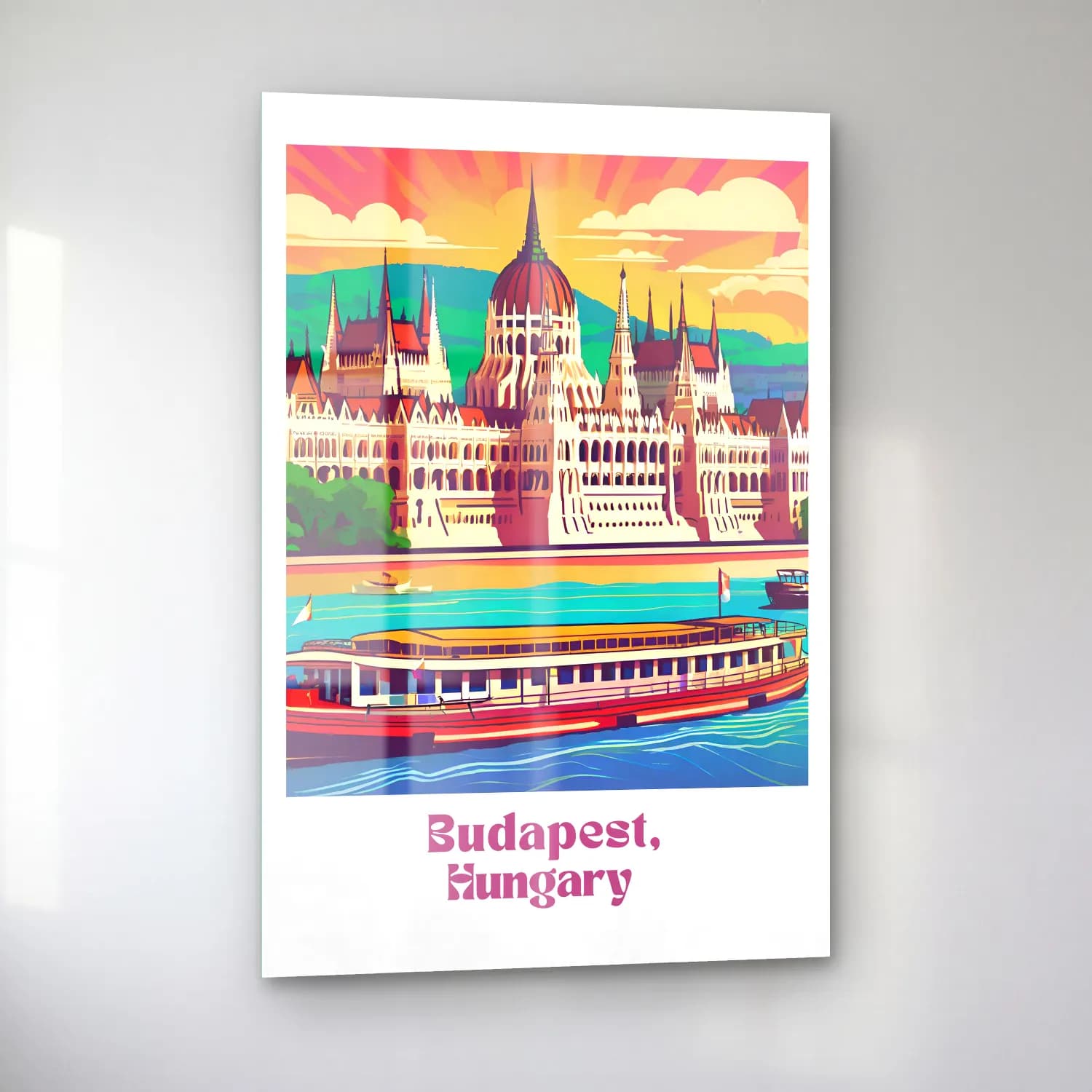 Vintage Poster İstanbul – Mor Tonlar cam tablo — sol açıdan görünüm