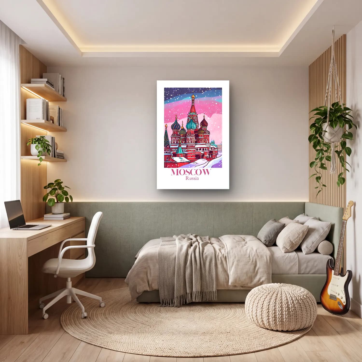 Pastel Katedral No. 7 cam tablo — genç odasında