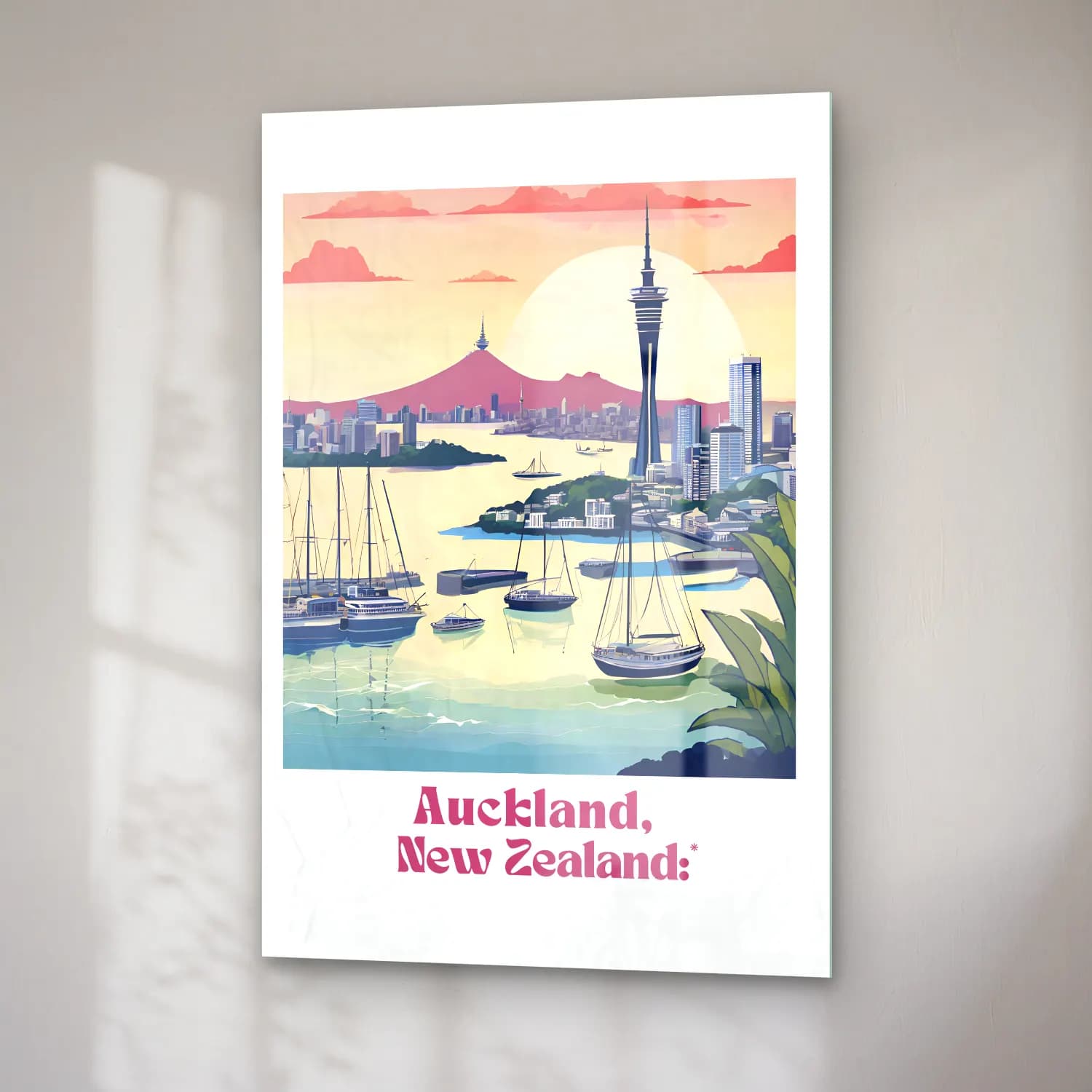 Vintage Poster Liman ve Tekneler No. 8 cam tablo — sağ açıdan görünüm