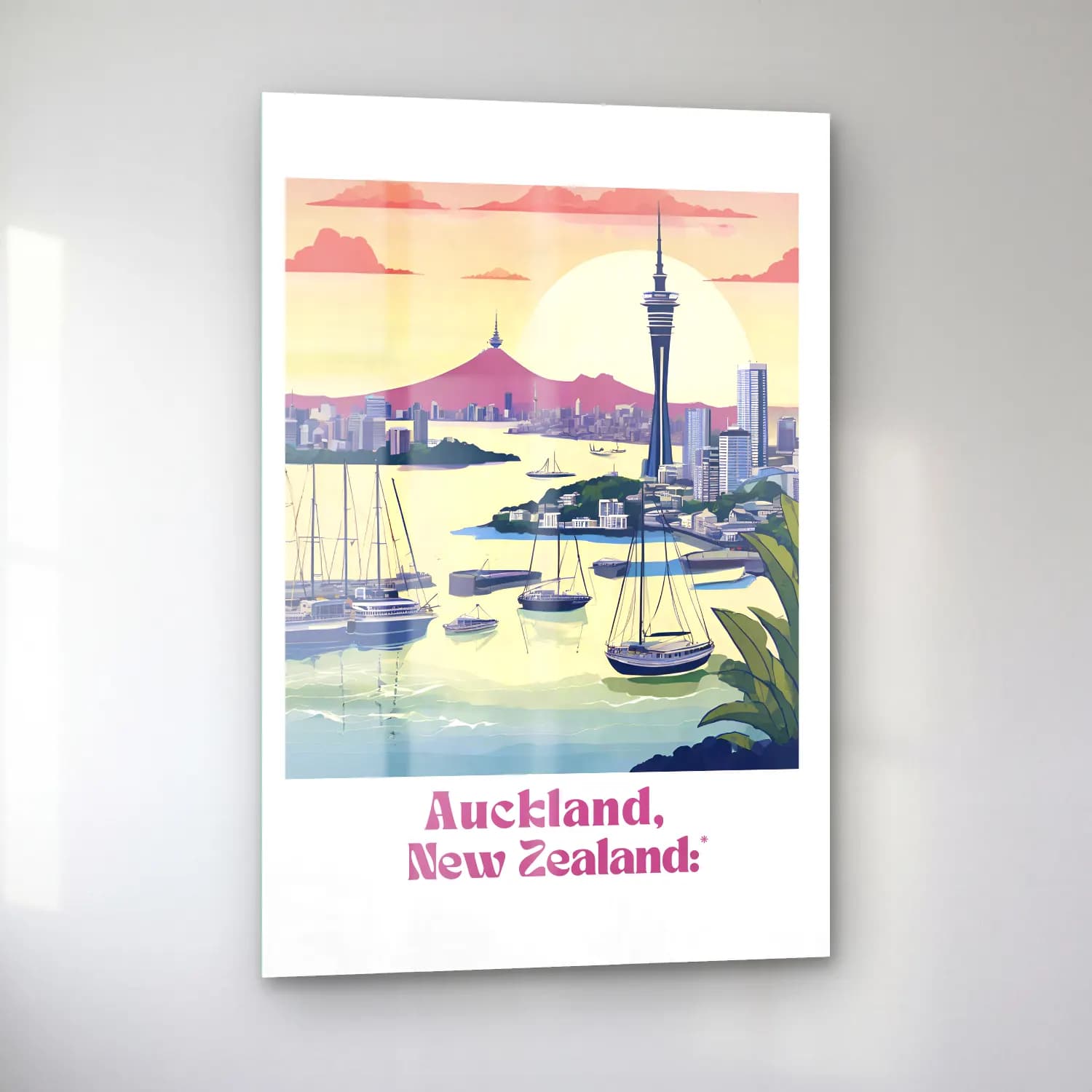 Vintage Poster Liman ve Tekneler No. 8 cam tablo — sol açıdan görünüm