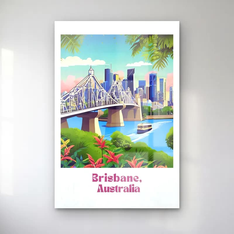 Vintage Poster Köprü – Pembe Tonlar cam tablo — Vintage Poster Köprü – Pembe Tonlar — vintage poster köprü