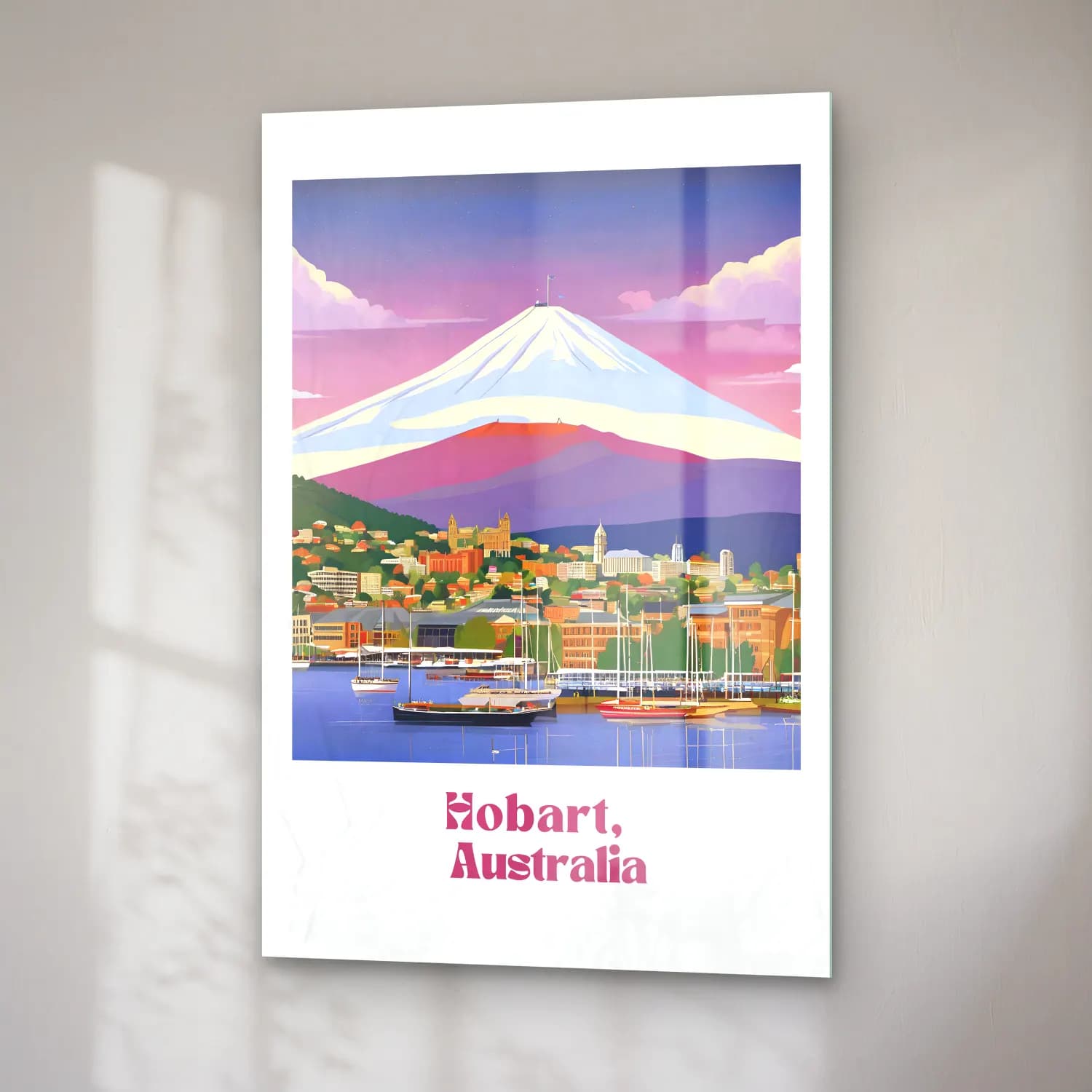 Vintage Poster Liman ve Tekneler No. 9 cam tablo — sağ açıdan görünüm
