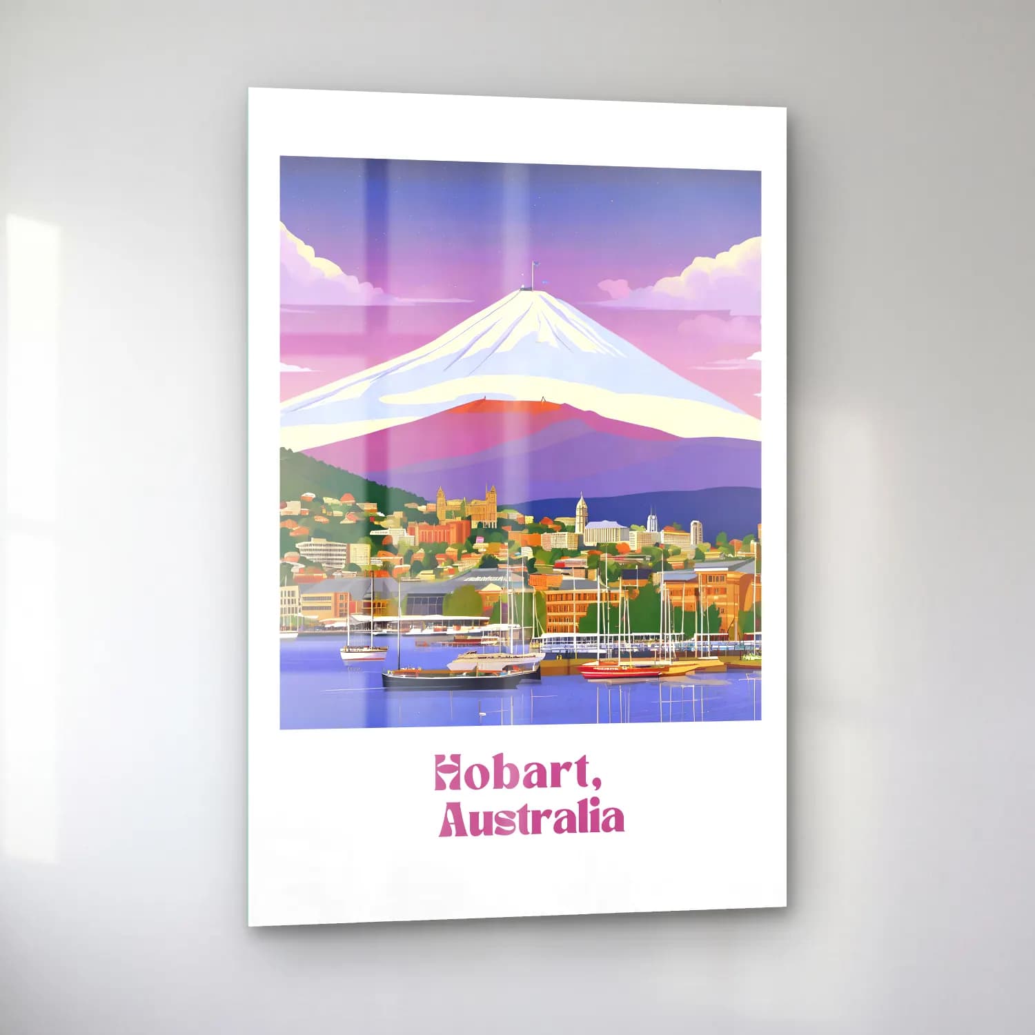 Vintage Poster Liman ve Tekneler No. 9 cam tablo — sol açıdan görünüm