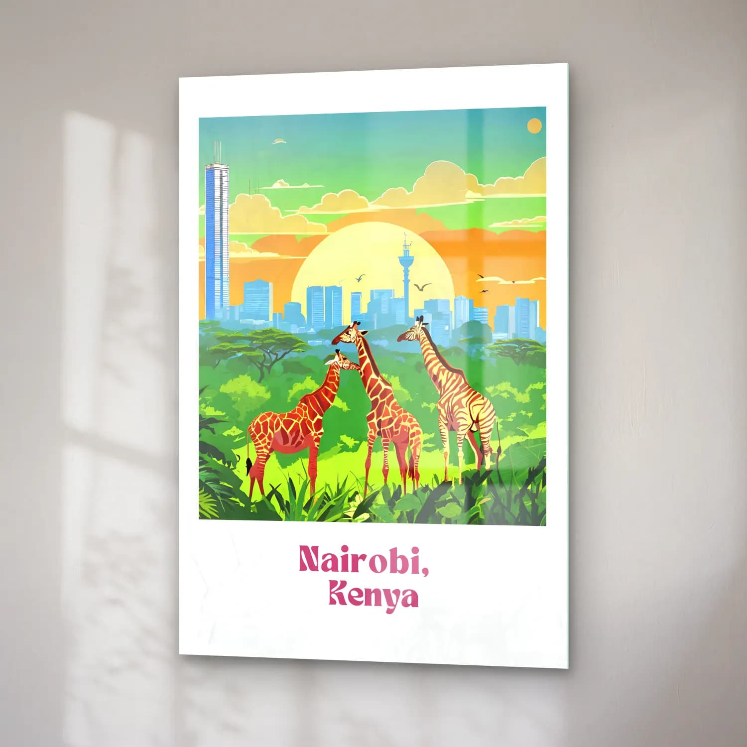 Vintage Poster Zürafa No. 4 cam tablo — sağ açıdan görünüm
