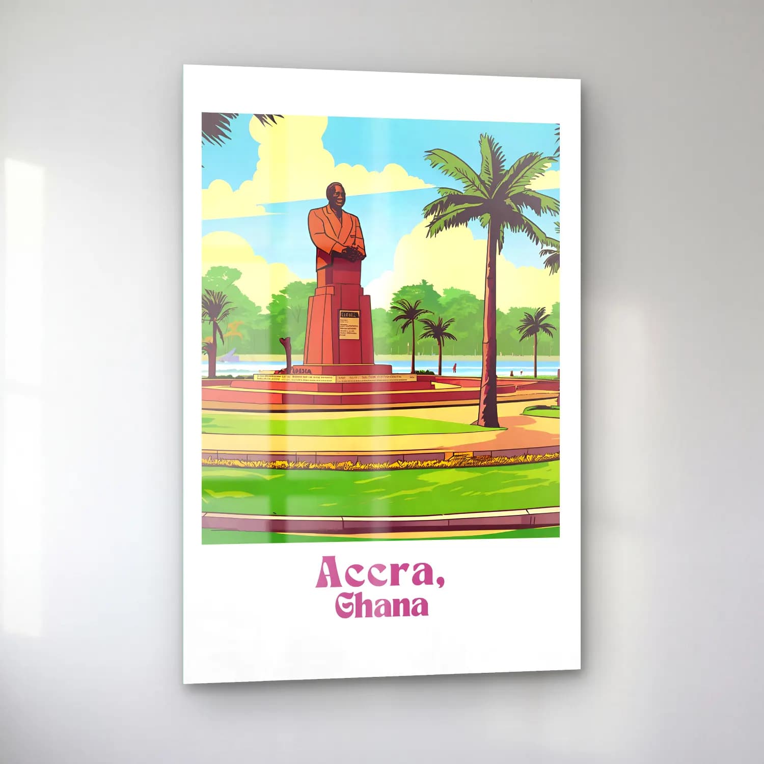 Vintage Poster Erkek Portresi – Turuncu Tonlar cam tablo — sol açıdan görünüm