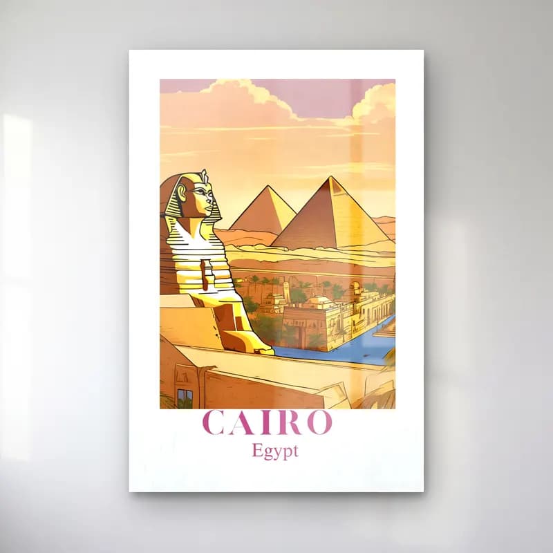 Vintage Poster Mısır Piramitleri cam tablo — Vintage Poster Mısır Piramitleri — vintage poster mısır piramitleri