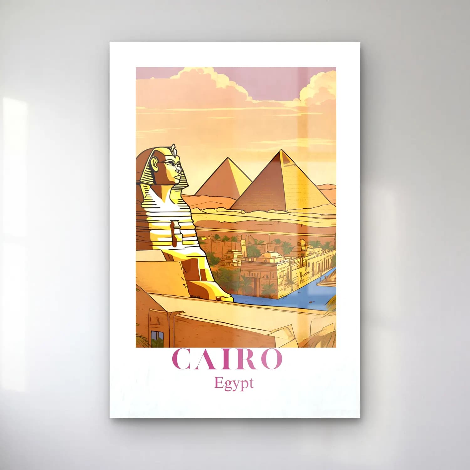 Vintage Poster Mısır Piramitleri cam tablo — Vintage Poster Mısır Piramitleri — vintage poster mısır piramitleri