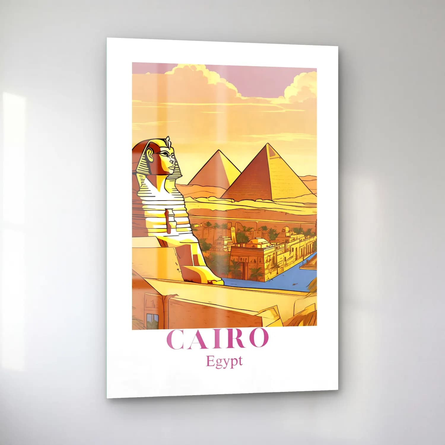 Vintage Poster Mısır Piramitleri cam tablo — sol açıdan görünüm