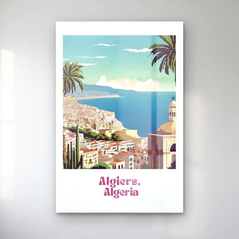 Vintage Poster Akdeniz Sahil Kasabası No. 9 cam tablo — Vintage Poster Akdeniz Sahil Kasabası No. 9 — vintage poster akdeniz sahil kasabası