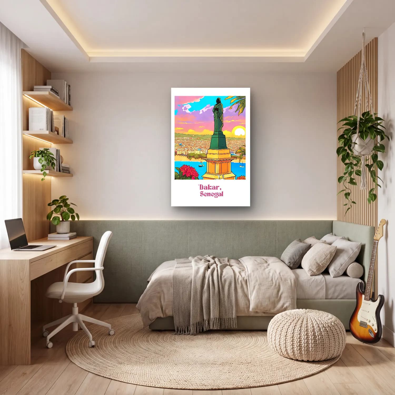 Vintage Poster Akdeniz Sahil Kasabası No. 10 cam tablo — genç odasında